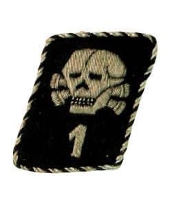 German SS Totenkopf Division Collar Tabs (Single skull) with 1 Numeral (original)